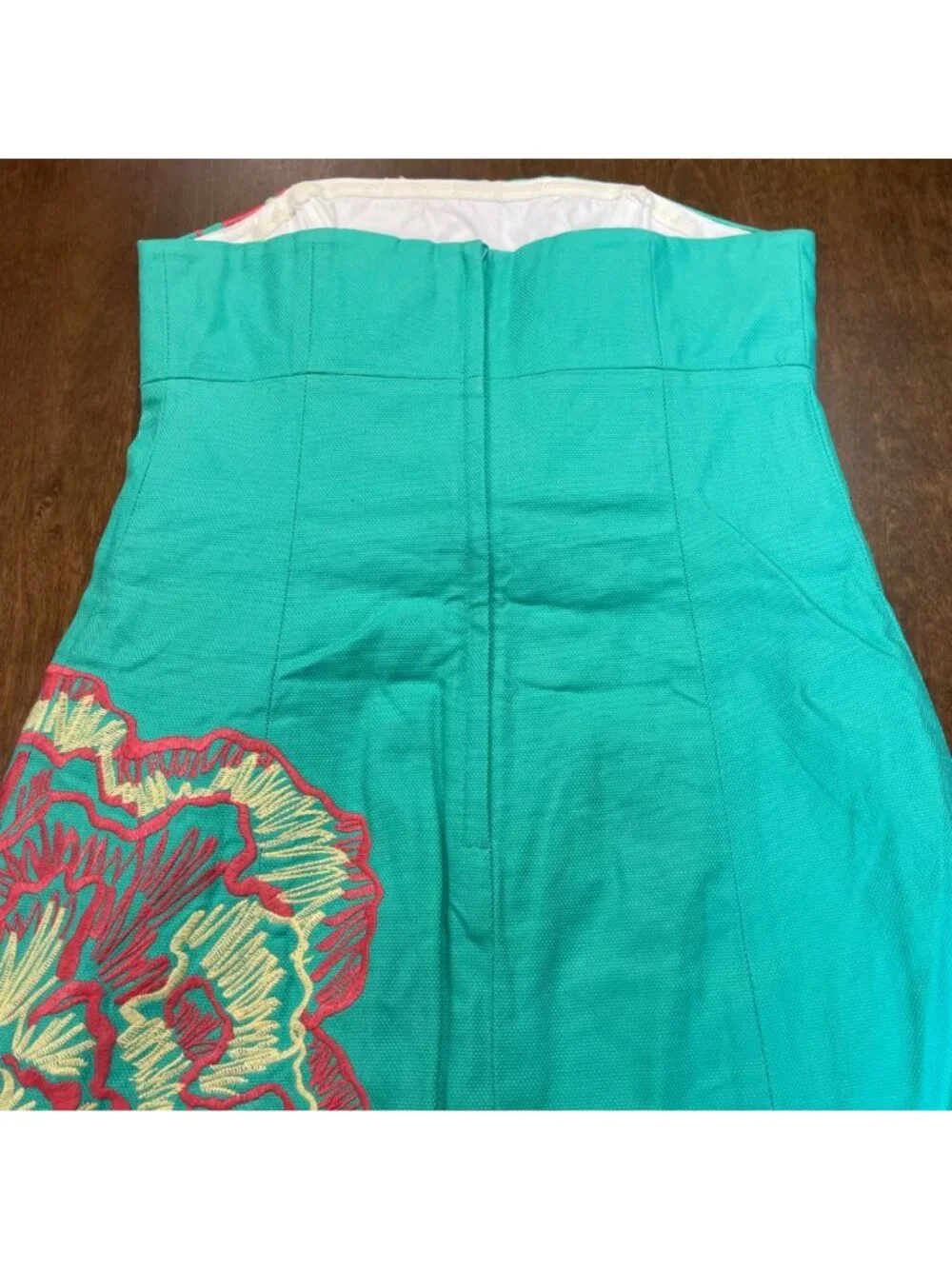 Lilly Pulitzer Strapless Sheath Dress Women's Size 4 Embroidered Flowers Cotton - Picture 7 of 12